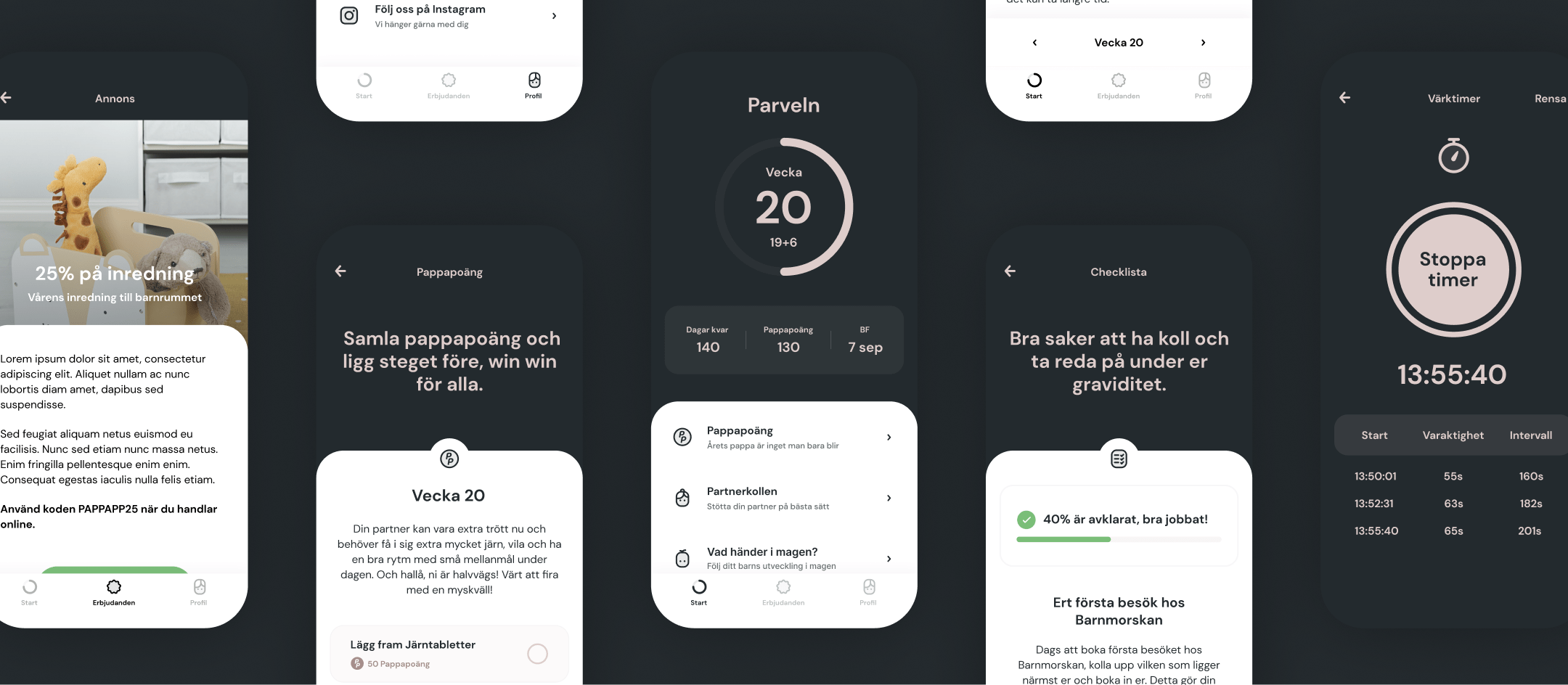 Pappapp mockups